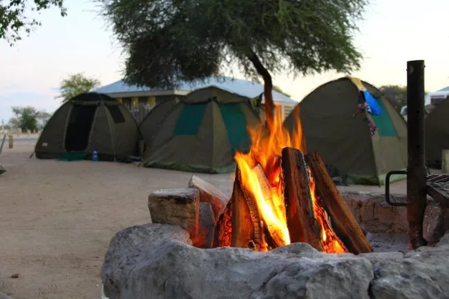 Tents with campfire at site