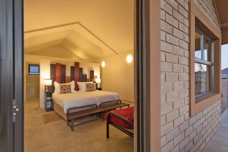 Twin room with ambient lighting
