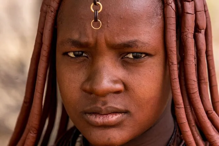 close up of a himba tribal woman
