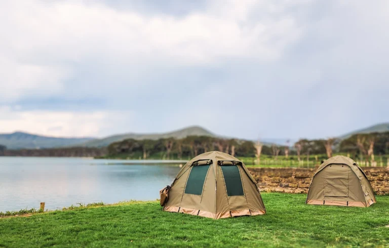 Overland canvas dome tents on Lake Naivasha
