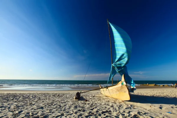 Dhow on wide Mozambique beach