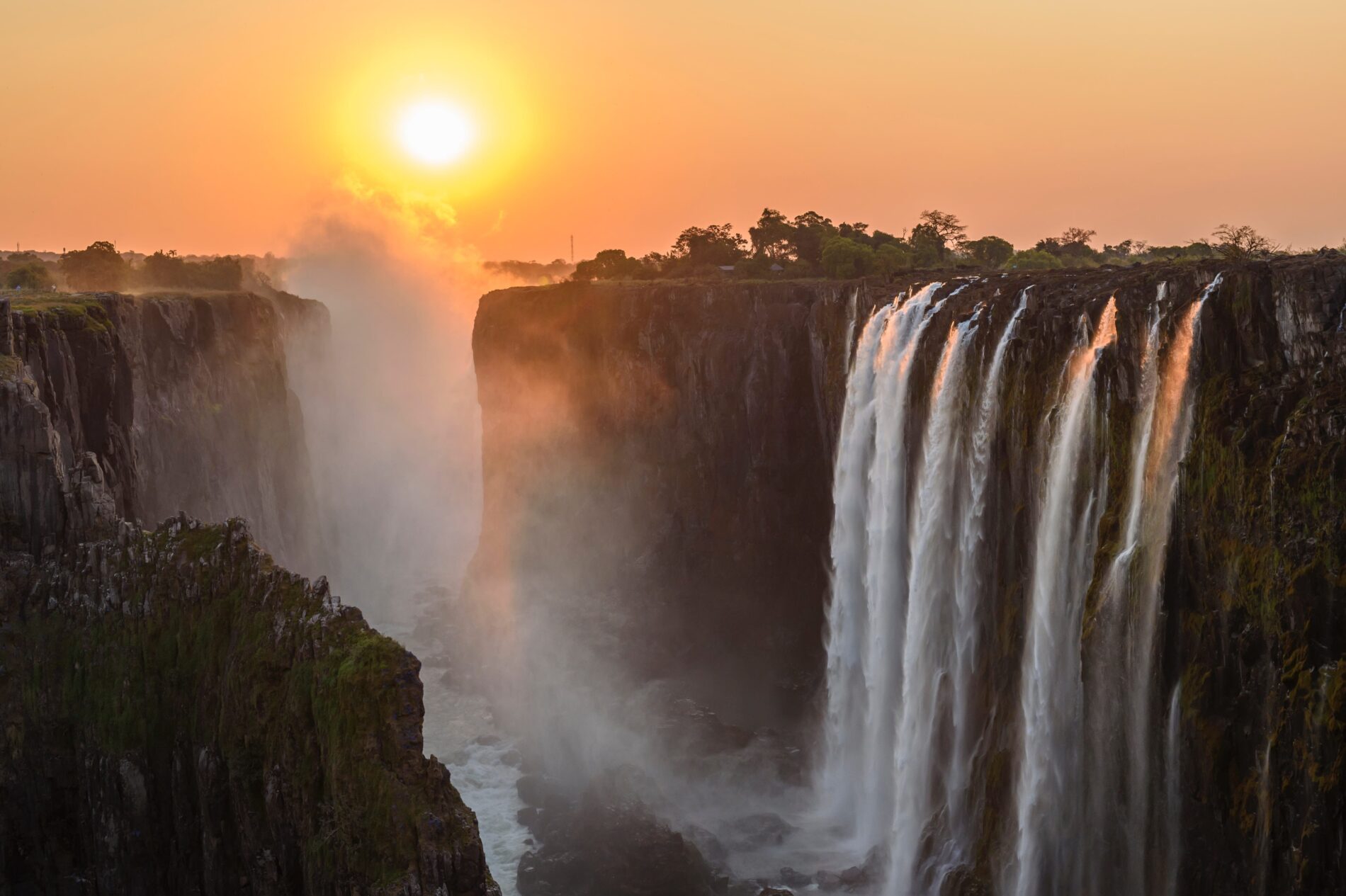 Majestic Victoria Falls at sunset
