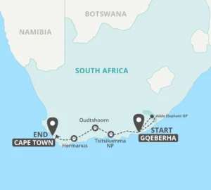 Garden Route, Gqeberha to Cape Town Map