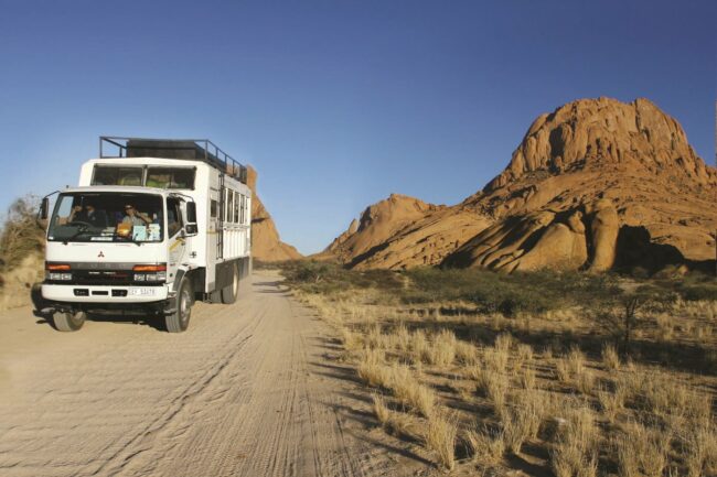 Namibian landscape from overlander vehicle