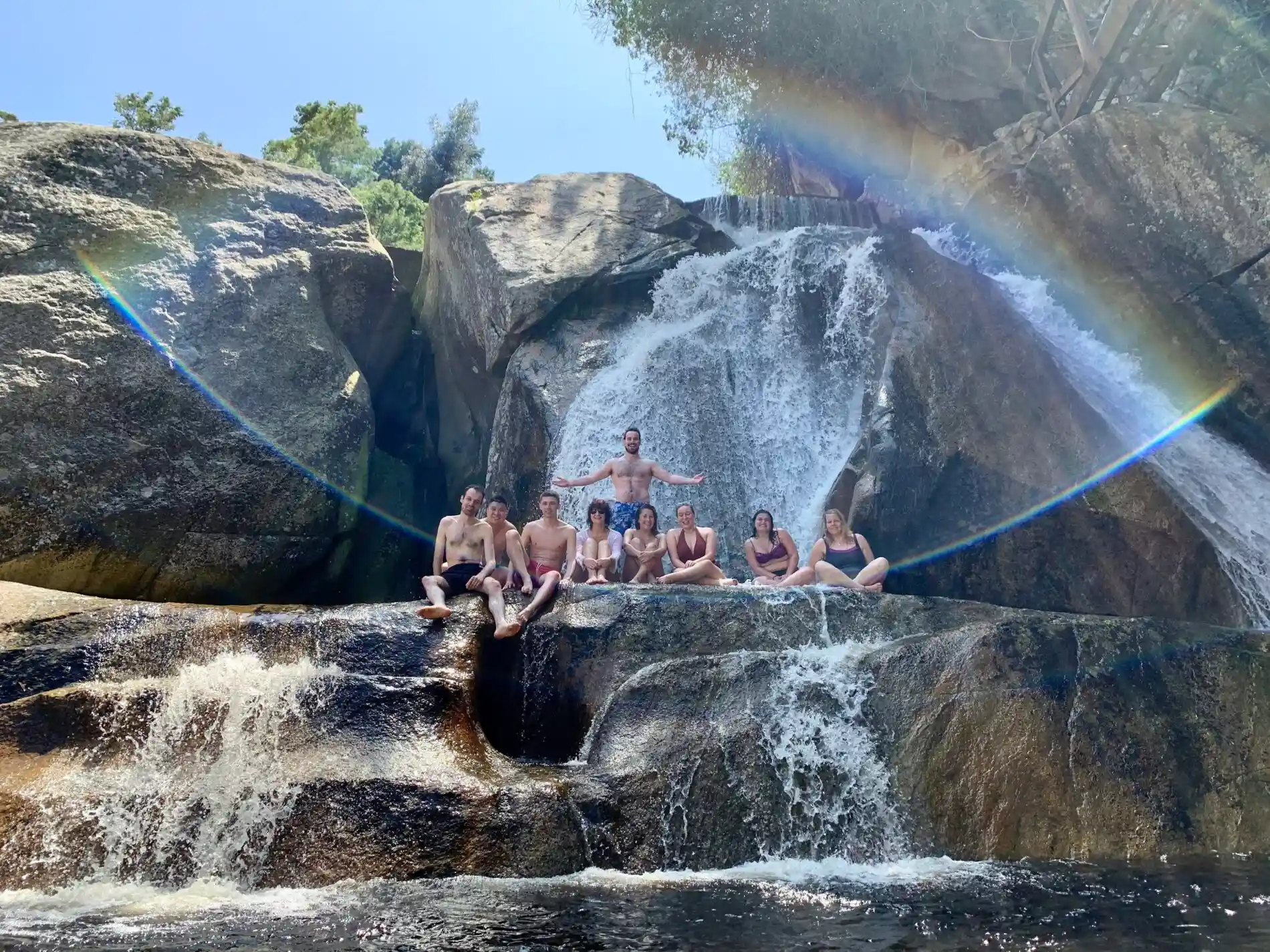 Wilderness waterfall group picture