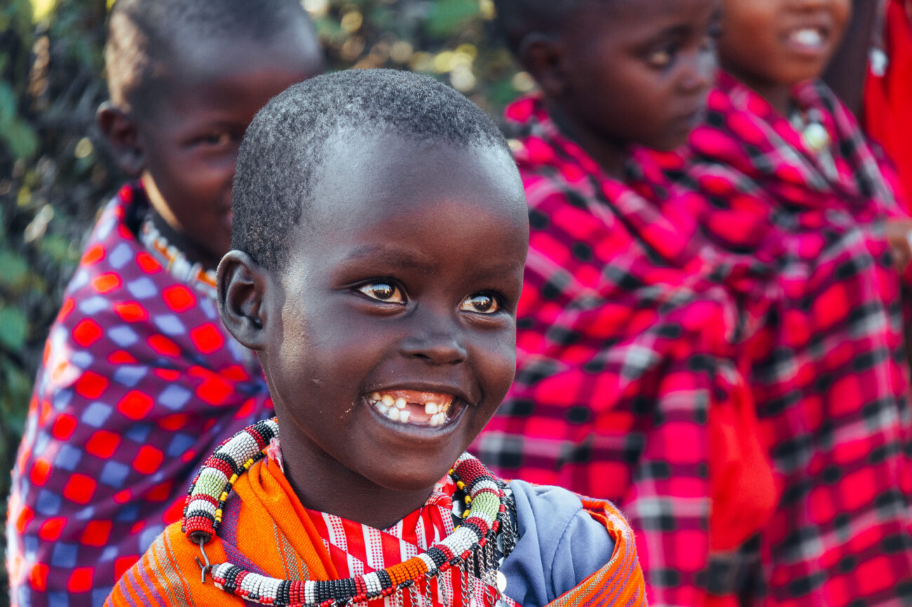 close up of a masai childs face
