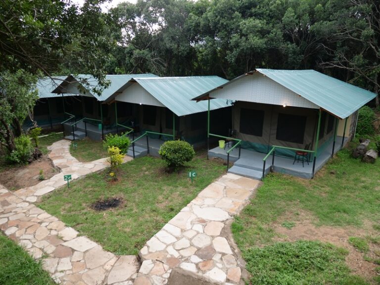 permanent tents at a campsite